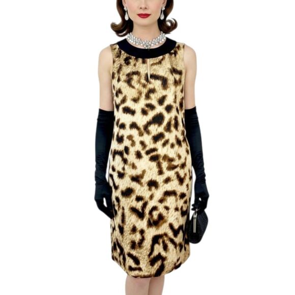 Nicole by Nicole Miller Dresses & Skirts - Nicole Miller Keyhole Sleeveless Halter Leopard 60s Mod Glam Cocktail Dress Sz 6